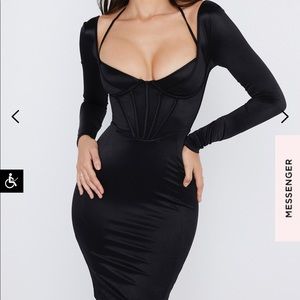 House of CB Grazia BLACK DISCO SATIN CORSET DRESS